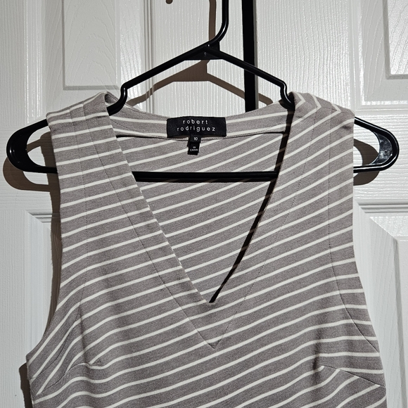 Robert Rodriguez Fitted Mini Grey & White Striped Dress | Size 10 Soft &Stretchy - Picture 2 of 4